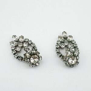 Kramer‎ of New York Sparkling Crystal Dangle Clip On Earrings Rhinestone Vintage